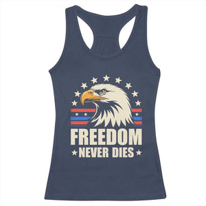 Freedom Never Dies Racerback Tank Top Bold Patriotic Eagle Graphic for True American Patriots TS02 Navy Print Your Wear