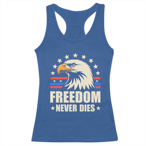 Freedom Never Dies Racerback Tank Top Bold Patriotic Eagle Graphic for True American Patriots TS02 Royal Blue Print Your Wear