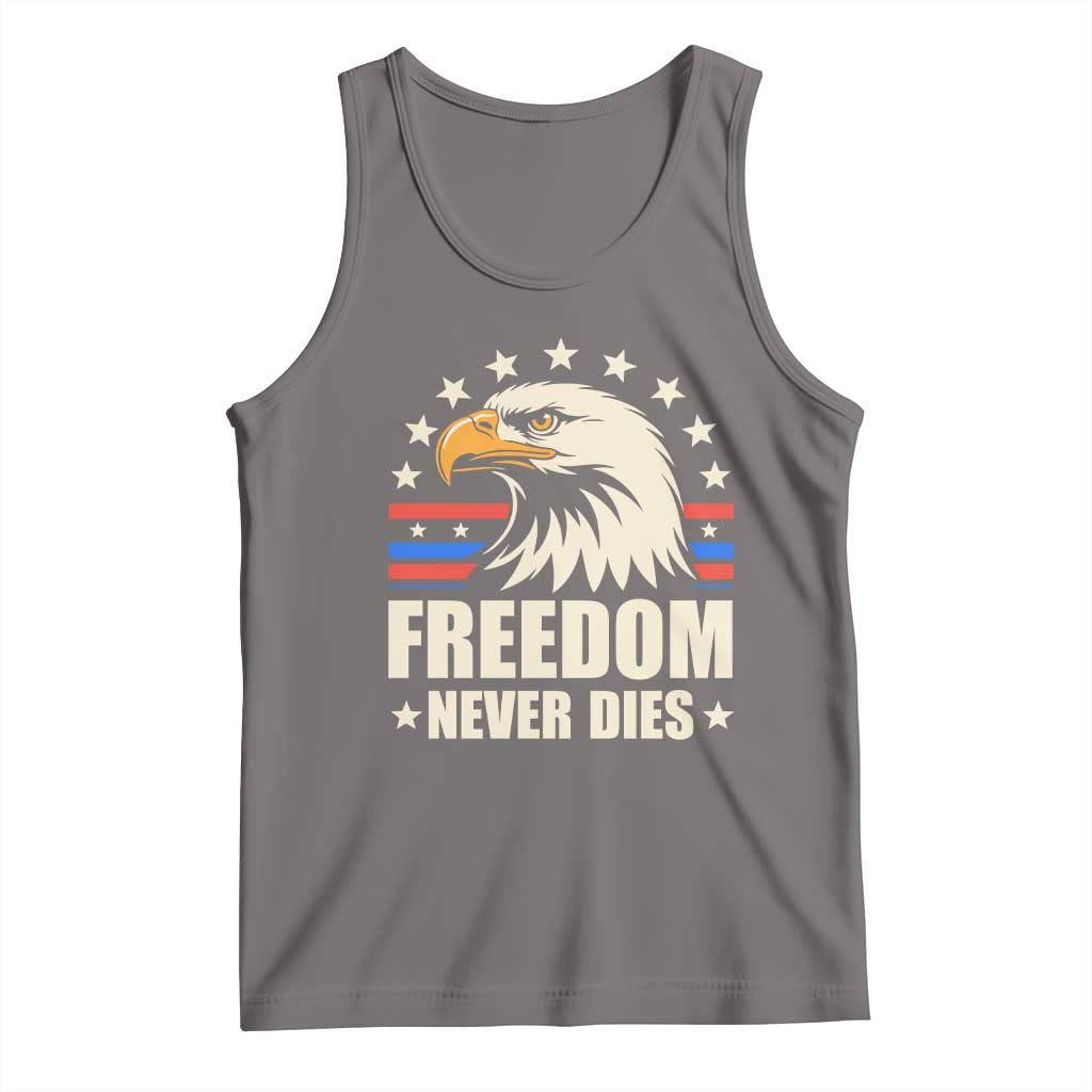 Freedom Never Dies Tank Top Bold Patriotic Eagle Graphic for True American Patriots TS02 Deep Heather Print Your Wear