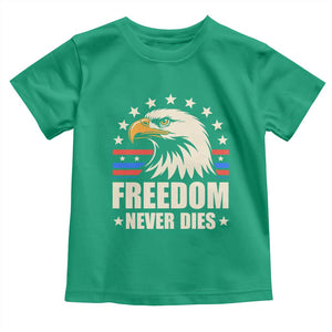 Freedom Never Dies Toddler T Shirt Bold Patriotic Eagle Graphic for True American Patriots TS02 Irish Green Print Your Wear