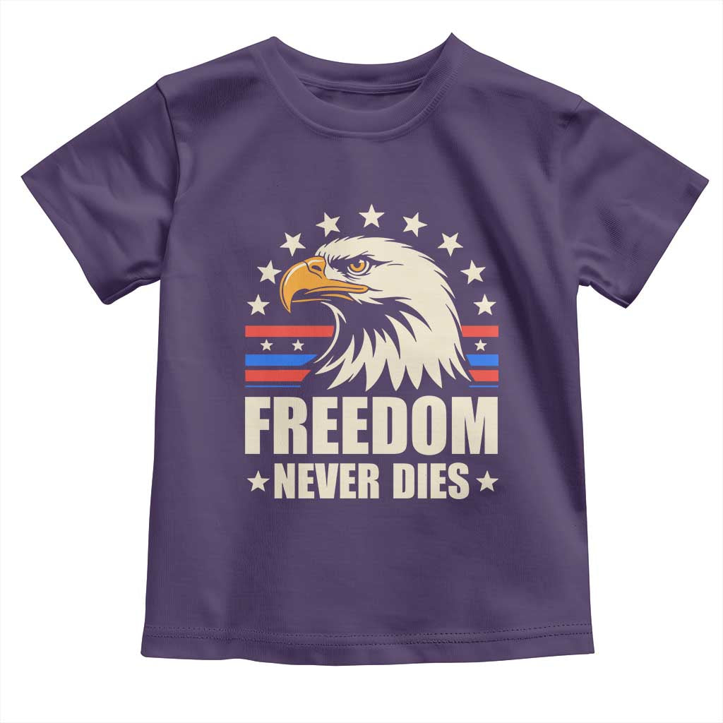 Freedom Never Dies Toddler T Shirt Bold Patriotic Eagle Graphic for True American Patriots TS02 Purple Print Your Wear