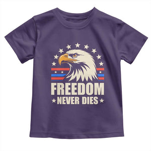 Freedom Never Dies Toddler T Shirt Bold Patriotic Eagle Graphic for True American Patriots TS02 Purple Print Your Wear