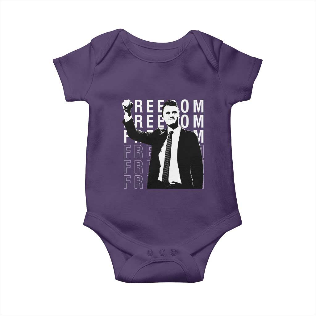 Freedom Charlie Kirk Tribute Baby Onesie A True Patriot Leagacy Memorial TS02 Purple Print Your Wear