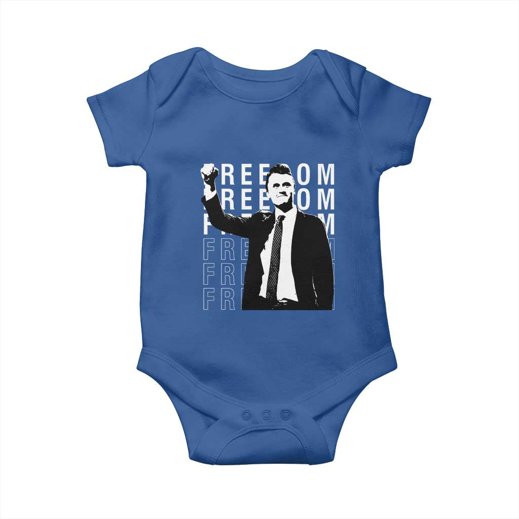 Freedom Charlie Kirk Tribute Baby Onesie A True Patriot Leagacy Memorial TS02 Royal Blue Print Your Wear