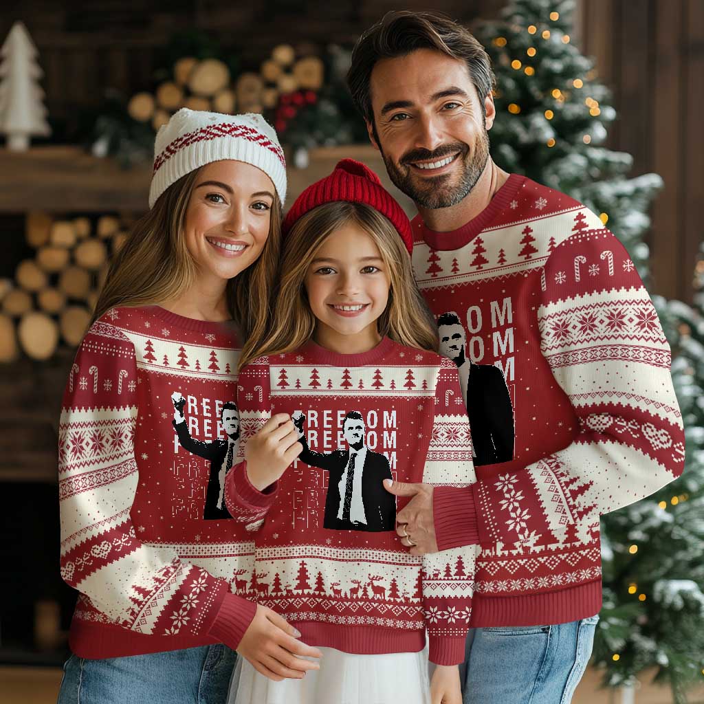 Freedom Charlie Kirk Tribute Ugly Christmas Sweater A True Patriot Leagacy Memorial TS02 Red Beige Print Your Wear