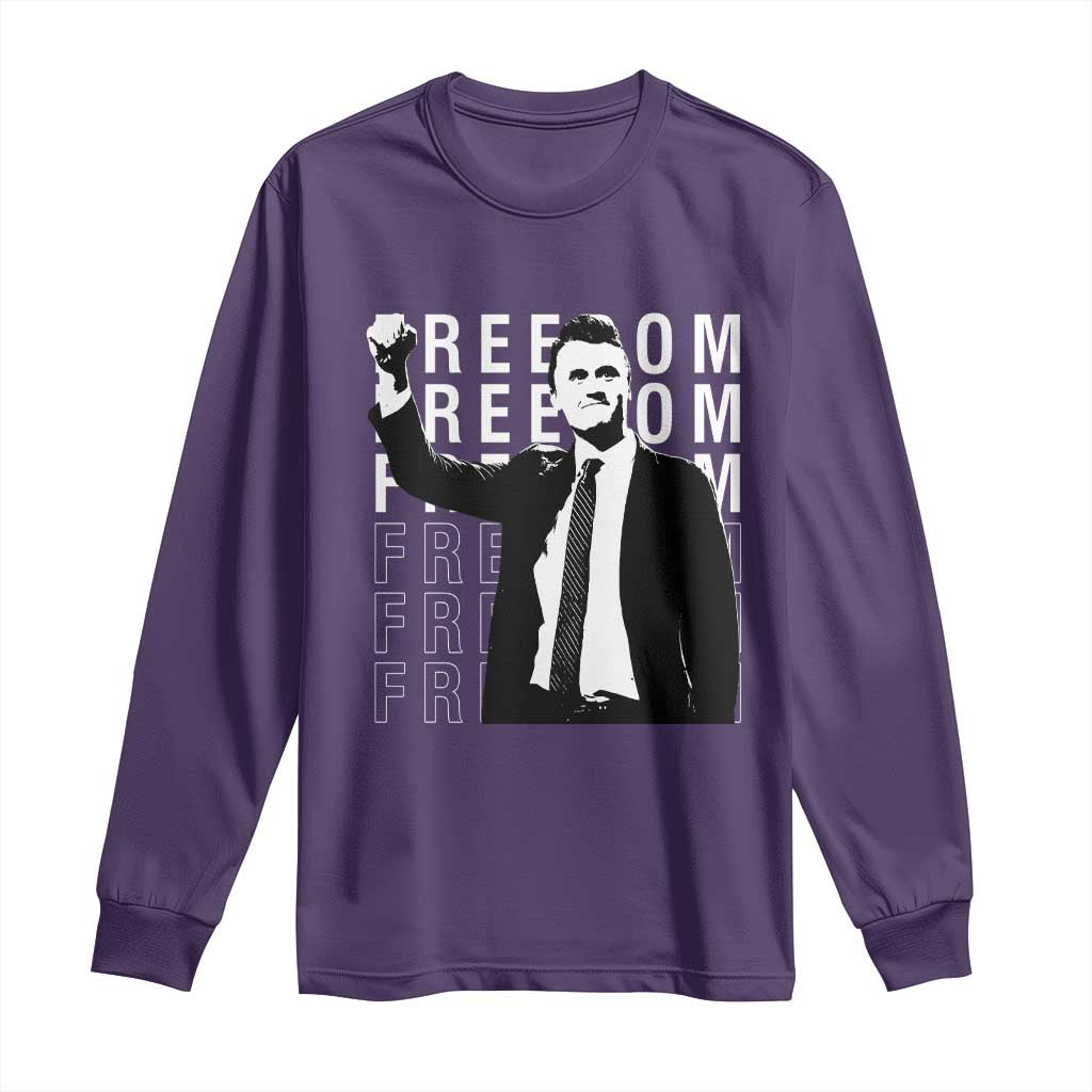 Freedom Charlie Kirk Tribute Long Sleeve Shirt A True Patriot Leagacy Memorial TS02 Purple Print Your Wear