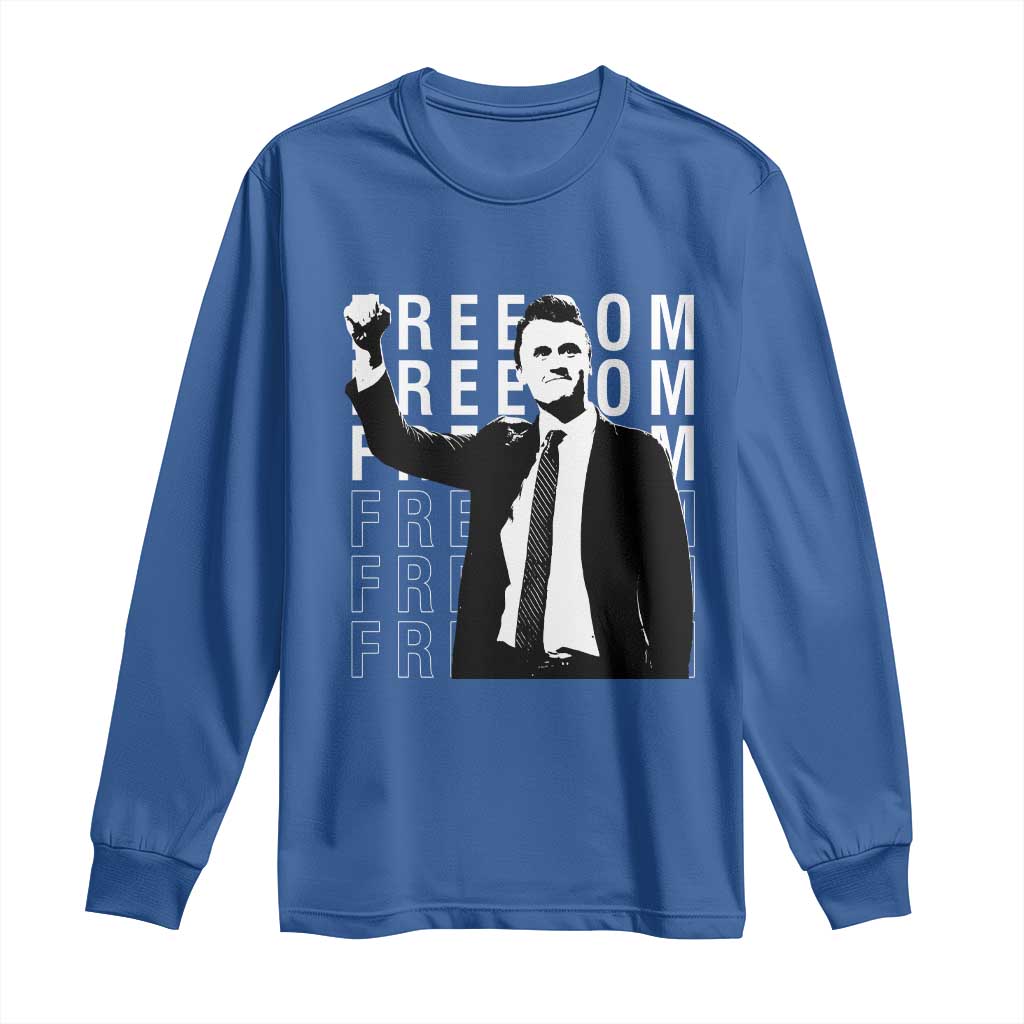 Freedom Charlie Kirk Tribute Long Sleeve Shirt A True Patriot Leagacy Memorial TS02 Royal Blue Print Your Wear