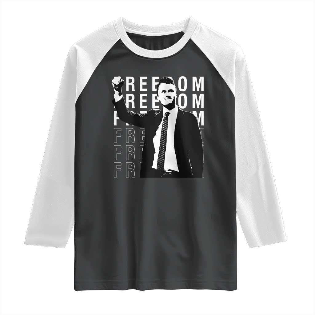 Freedom Charlie Kirk Tribute Raglan Shirt A True Patriot Leagacy Memorial TS02 Black White Print Your Wear
