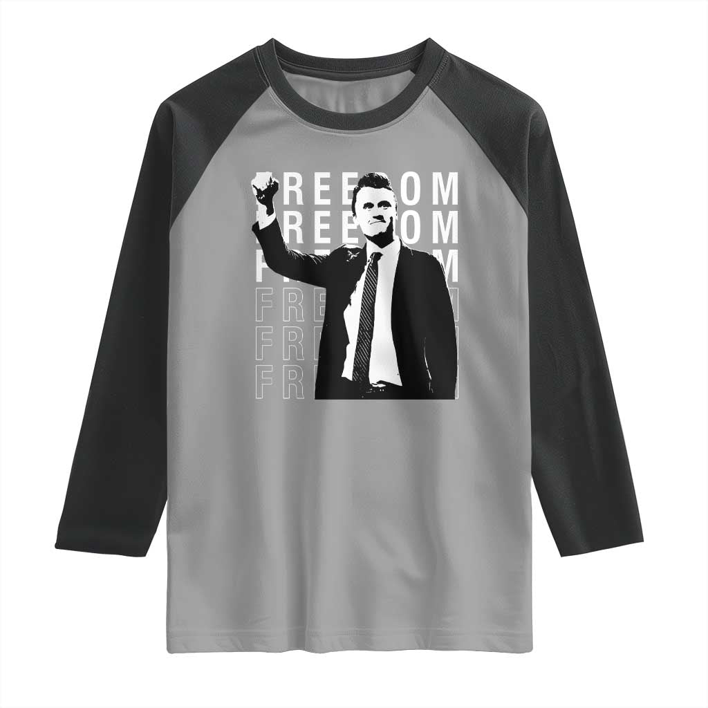 Freedom Charlie Kirk Tribute Raglan Shirt A True Patriot Leagacy Memorial TS02 Sport Gray Black Print Your Wear