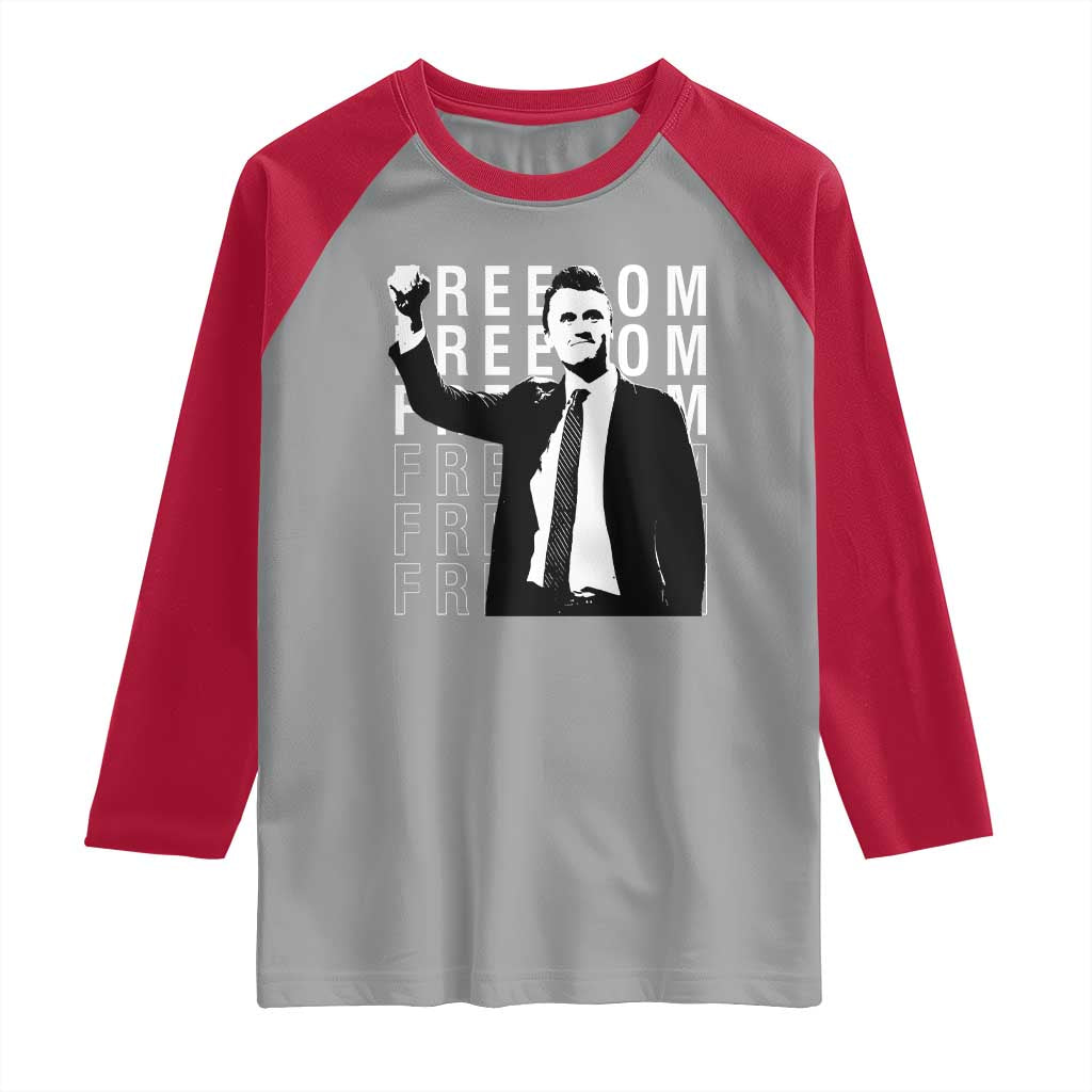 Freedom Charlie Kirk Tribute Raglan Shirt A True Patriot Leagacy Memorial TS02 Sport Gray Red Print Your Wear