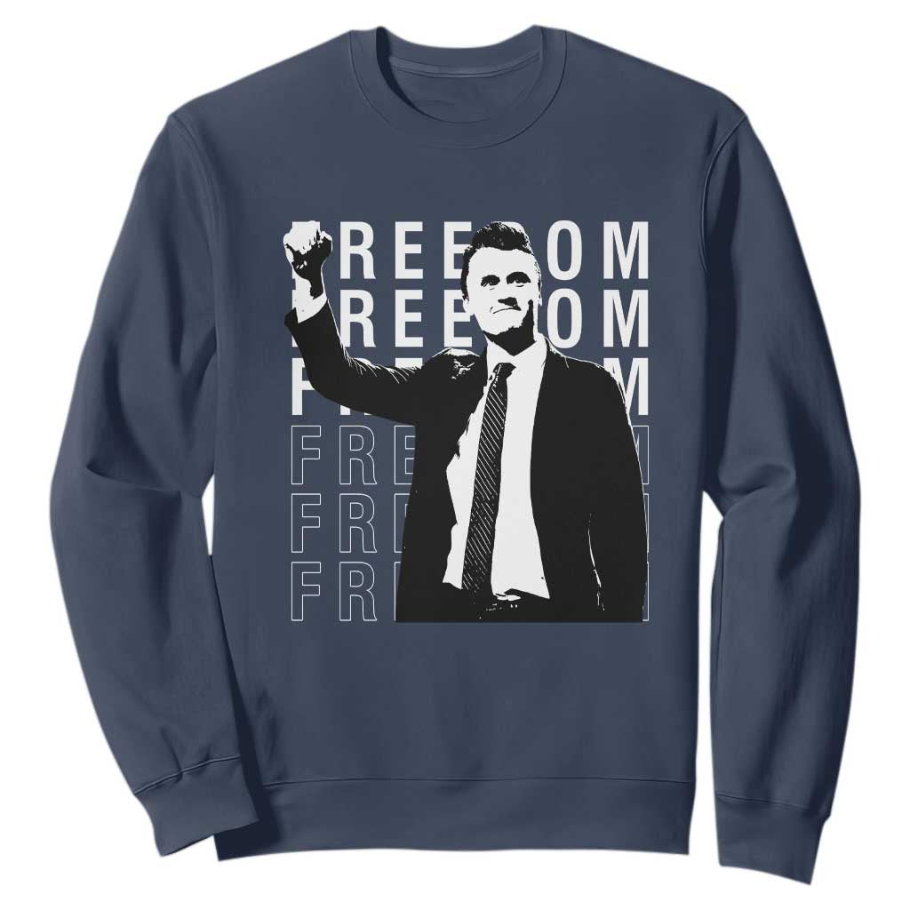 Freedom Charlie Kirk Tribute Sweatshirt A True Patriot Leagacy Memorial TS02 Navy Print Your Wear