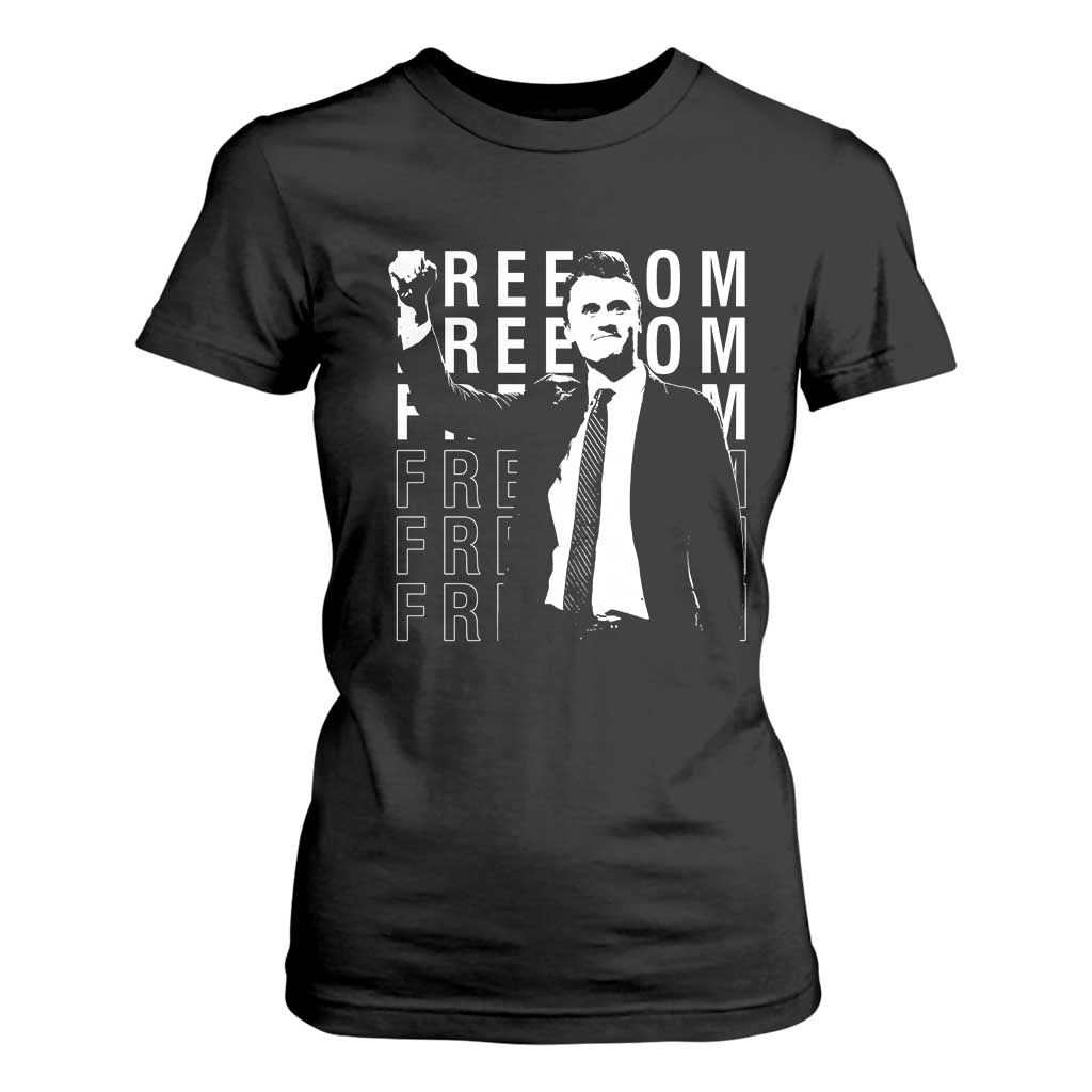 Freedom Charlie Kirk Tribute T Shirt For Women A True Patriot Leagacy Memorial TS02 Black Print Your Wear