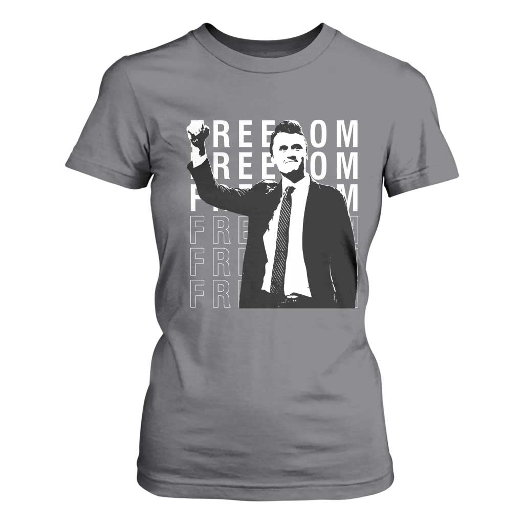 Freedom Charlie Kirk Tribute T Shirt For Women A True Patriot Leagacy Memorial TS02 Charcoal Print Your Wear