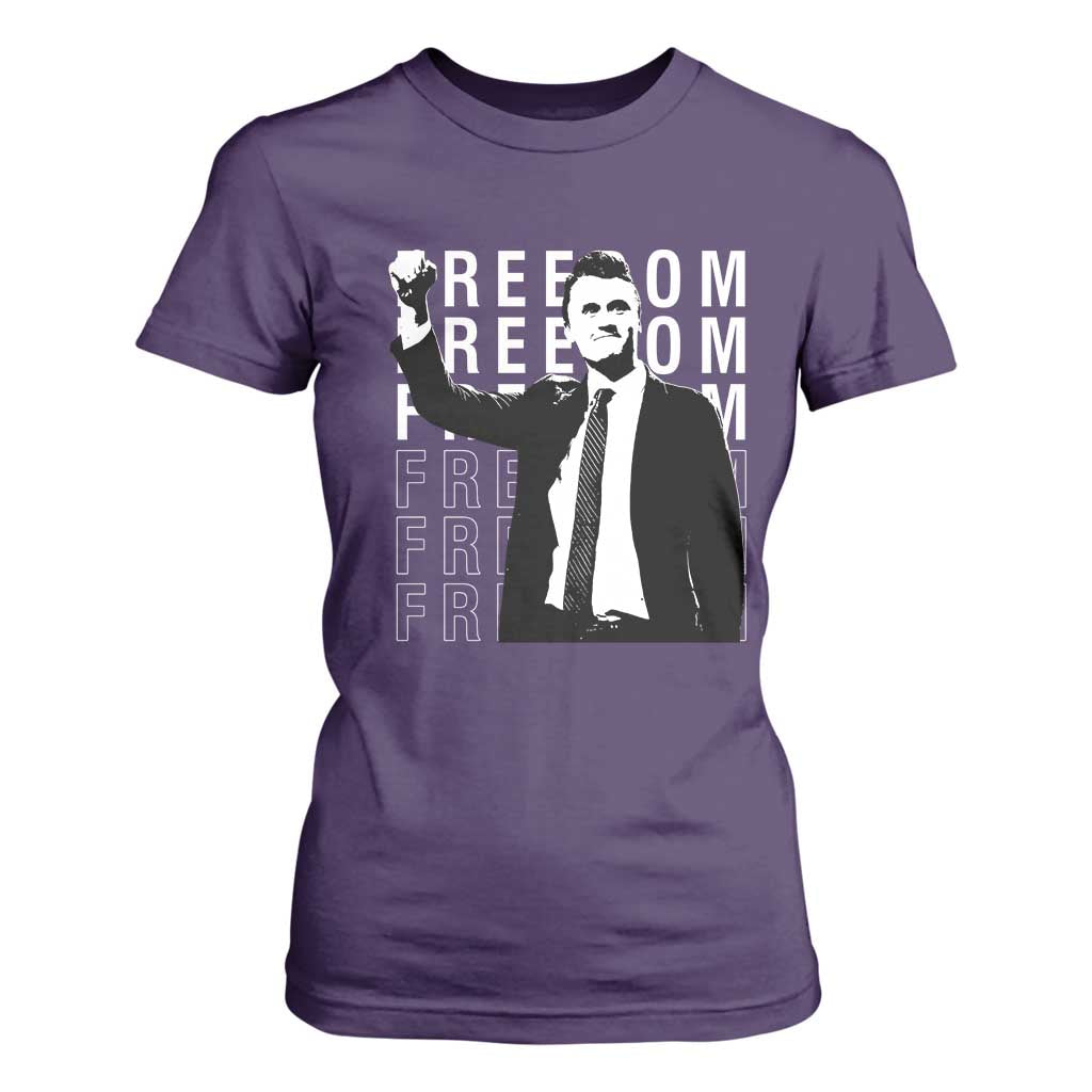 Freedom Charlie Kirk Tribute T Shirt For Women A True Patriot Leagacy Memorial TS02 Purple Print Your Wear