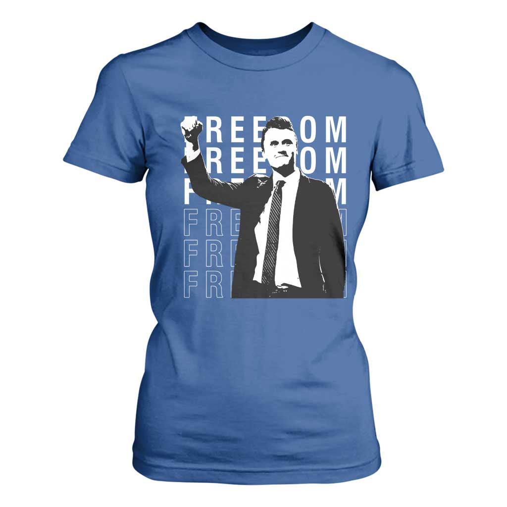 Freedom Charlie Kirk Tribute T Shirt For Women A True Patriot Leagacy Memorial TS02 Royal Blue Print Your Wear