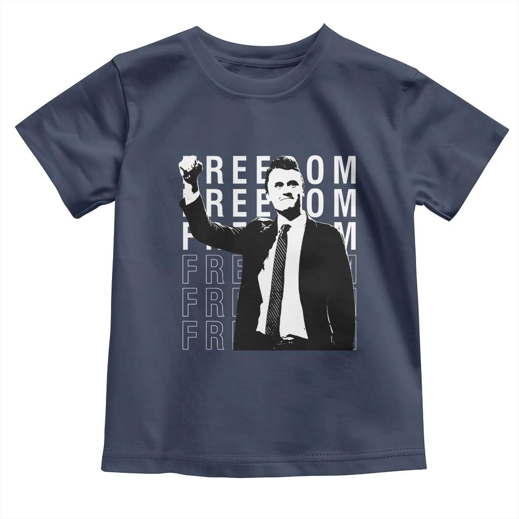 Freedom Charlie Kirk Tribute Toddler T Shirt A True Patriot Leagacy Memorial TS02 Navy Print Your Wear
