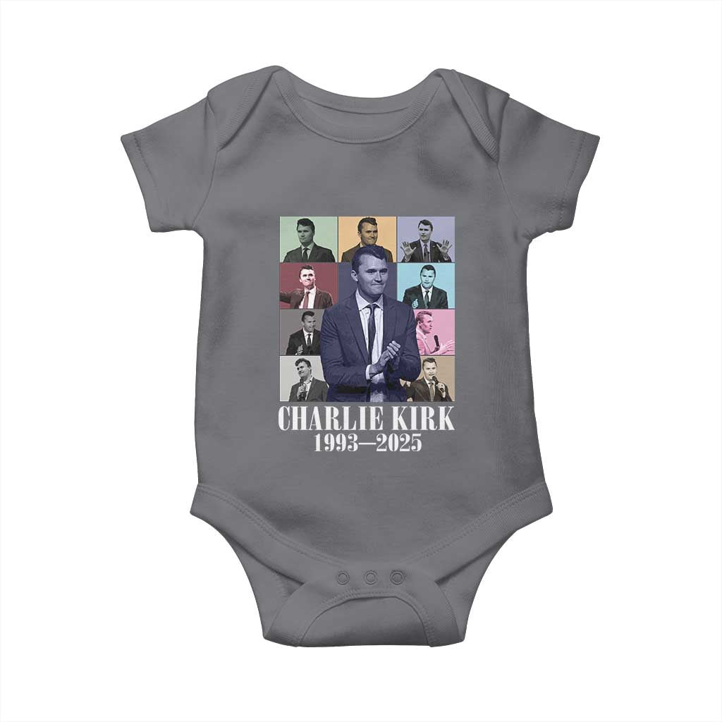 Legacy of Charlie Kirk Baby Onesie 1993 2025 Memorial Pop Art Tribute Graphic TS02 Charcoal Print Your Wear