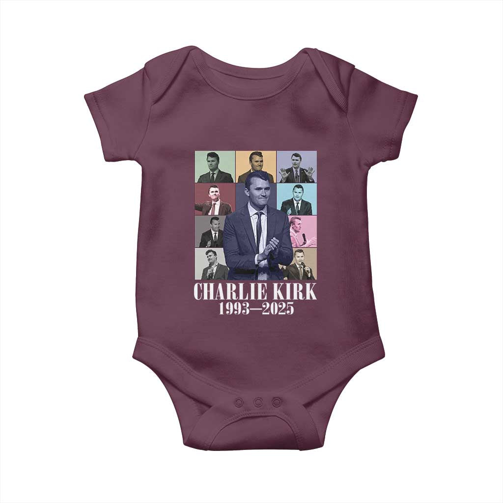 Legacy of Charlie Kirk Baby Onesie 1993 2025 Memorial Pop Art Tribute Graphic TS02 Maroon Print Your Wear