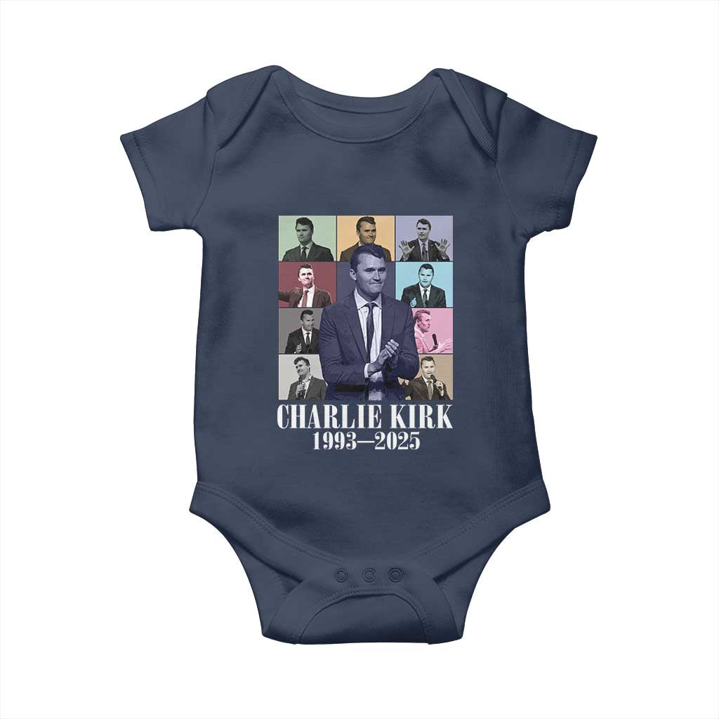 Legacy of Charlie Kirk Baby Onesie 1993 2025 Memorial Pop Art Tribute Graphic TS02 Navy Print Your Wear