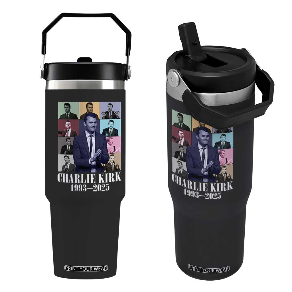 Legacy of Charlie Kirk Flip Straw Tumbler 1993 2025 Memorial Pop Art Tribute Graphic TS02 One Size: 30 oz Black Print Your Wear