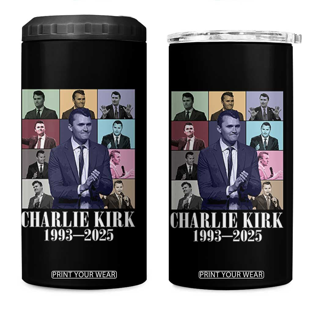 Legacy of Charlie Kirk 4 in 1 Can Cooler Tumbler 1993 2025 Memorial Pop Art Tribute Graphic TS02 One Size: 16 oz Black Print Your Wear