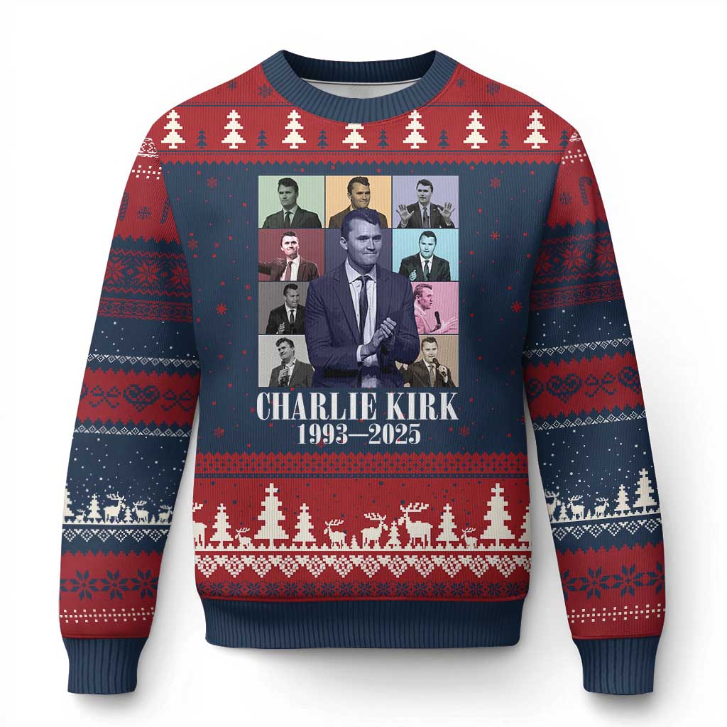 Legacy of Charlie Kirk Ugly Christmas Sweater 1993 2025 Memorial Pop Art Tribute Graphic TS02 Navy Red Print Your Wear