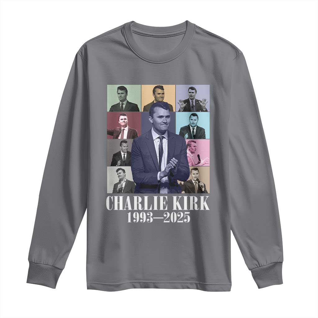 Legacy of Charlie Kirk Long Sleeve Shirt 1993 2025 Memorial Pop Art Tribute Graphic TS02 Charcoal Print Your Wear