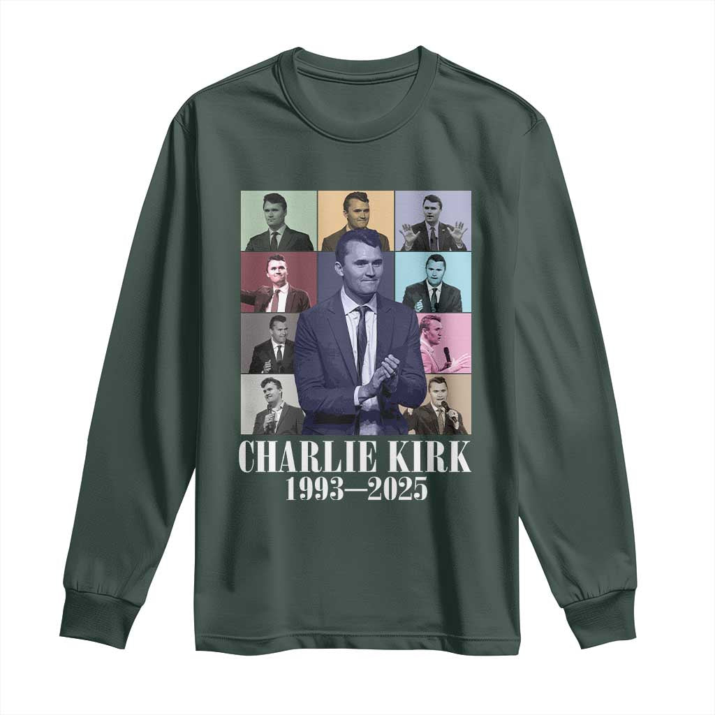 Legacy of Charlie Kirk Long Sleeve Shirt 1993 2025 Memorial Pop Art Tribute Graphic TS02 Dark Forest Green Print Your Wear