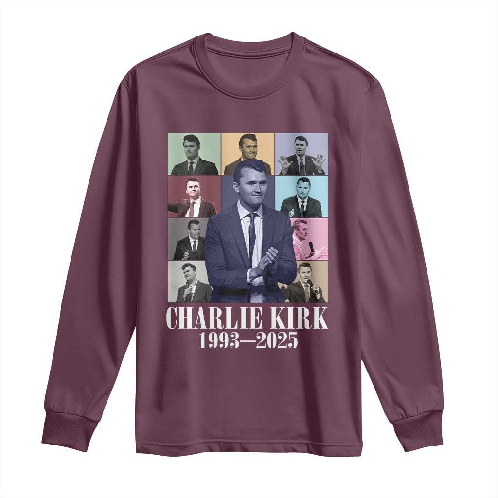 Legacy of Charlie Kirk Long Sleeve Shirt 1993 2025 Memorial Pop Art Tribute Graphic TS02 Maroon Print Your Wear