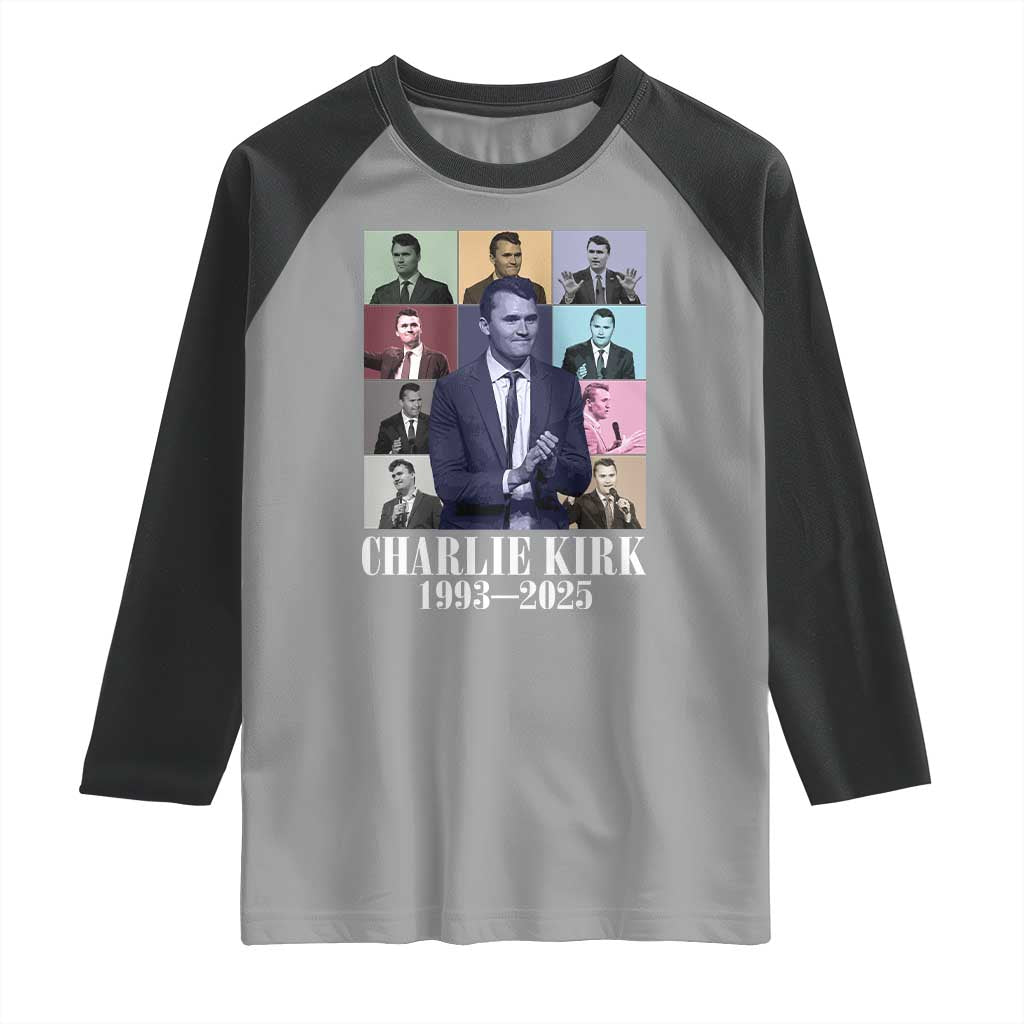 Legacy of Charlie Kirk Raglan Shirt 1993 2025 Memorial Pop Art Tribute Graphic TS02 Sport Gray Black Print Your Wear