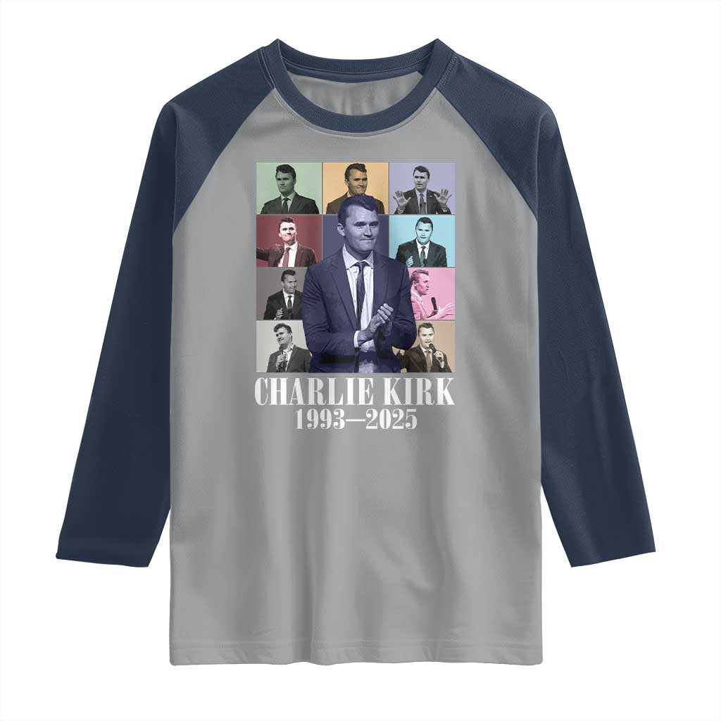Legacy of Charlie Kirk Raglan Shirt 1993 2025 Memorial Pop Art Tribute Graphic TS02 Sport Gray Navy Print Your Wear
