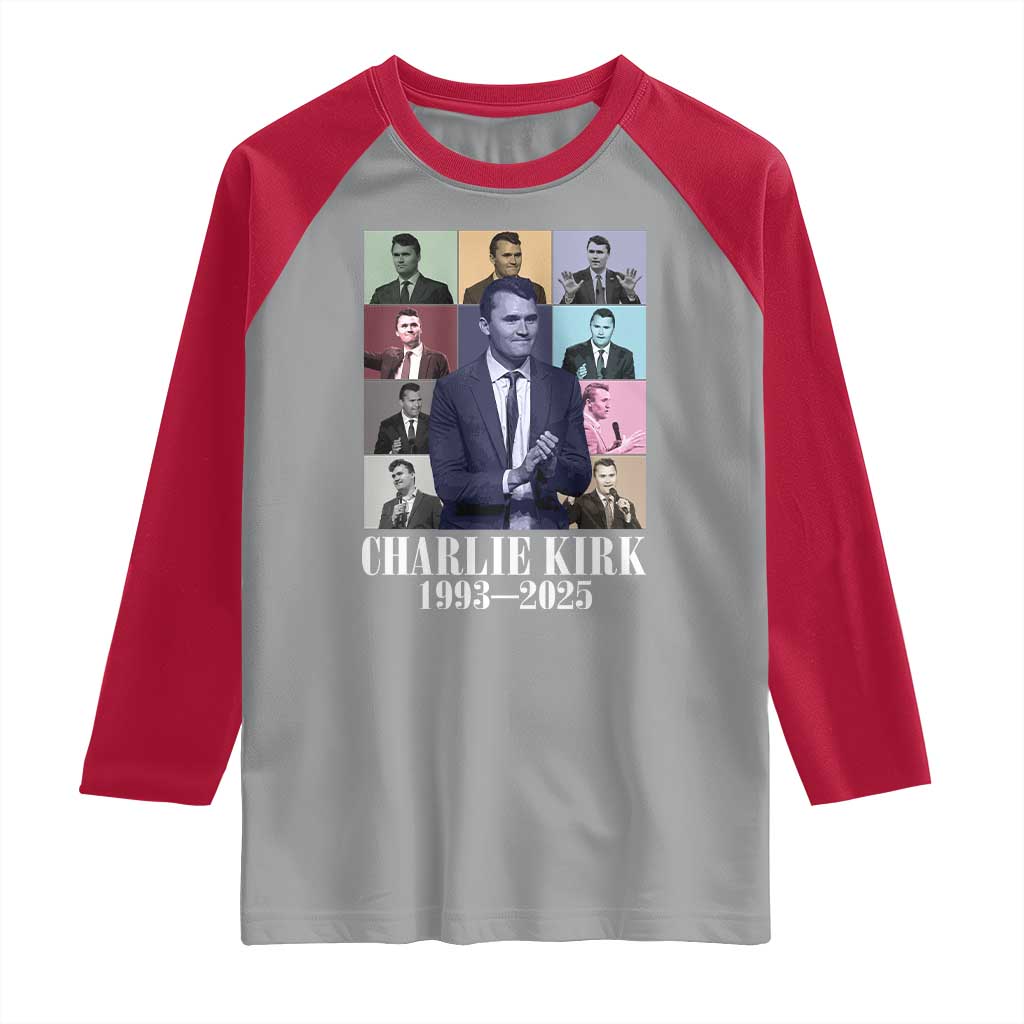 Legacy of Charlie Kirk Raglan Shirt 1993 2025 Memorial Pop Art Tribute Graphic TS02 Sport Gray Red Print Your Wear