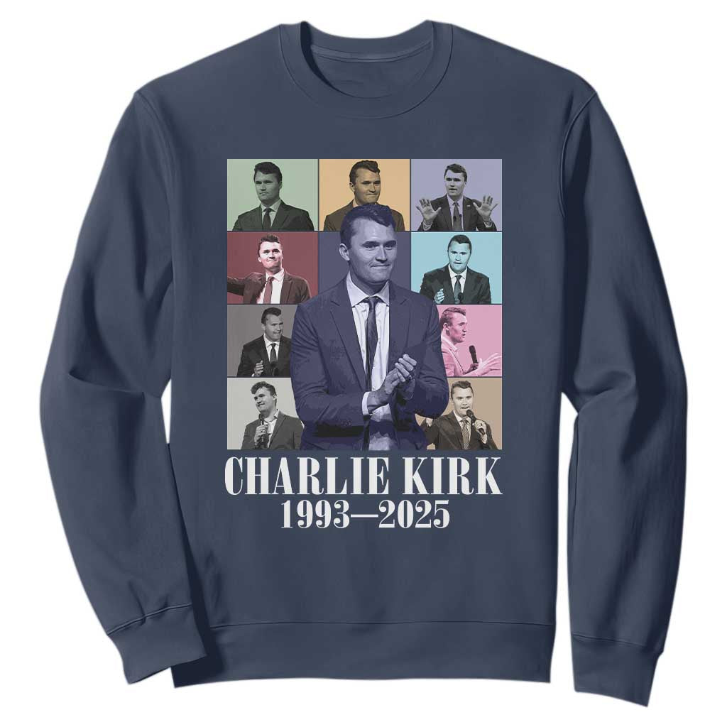 Legacy of Charlie Kirk Sweatshirt 1993 2025 Memorial Pop Art Tribute Graphic TS02 Navy Print Your Wear