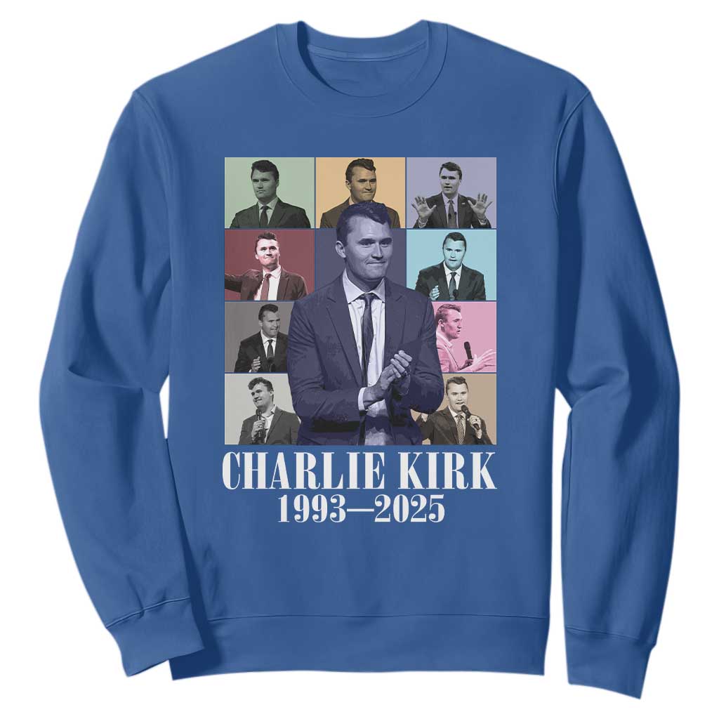 Legacy of Charlie Kirk Sweatshirt 1993 2025 Memorial Pop Art Tribute Graphic TS02 Royal Blue Print Your Wear