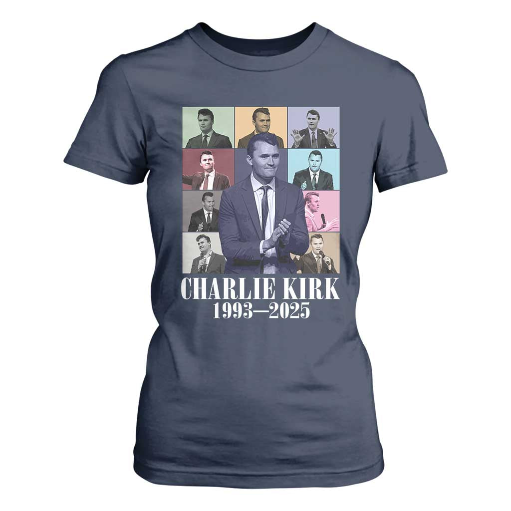Legacy of Charlie Kirk T Shirt For Women 1993 2025 Memorial Pop Art Tribute Graphic TS02 Navy Print Your Wear