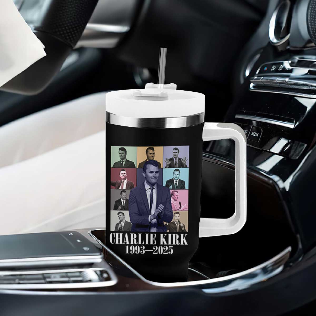 Legacy of Charlie Kirk Tumbler With Handle 1993 2025 Memorial Pop Art Tribute Graphic TS02 Print Your Wear