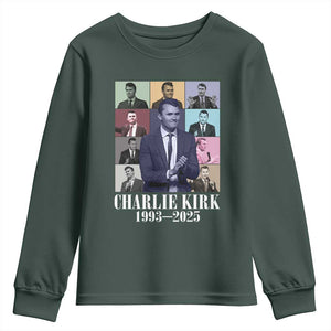 Legacy of Charlie Kirk Youth Sweatshirt 1993 2025 Memorial Pop Art Tribute Graphic TS02 Dark Forest Green Print Your Wear