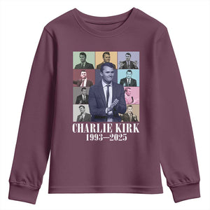 Legacy of Charlie Kirk Youth Sweatshirt 1993 2025 Memorial Pop Art Tribute Graphic TS02 Maroon Print Your Wear
