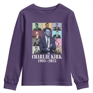 Legacy of Charlie Kirk Youth Sweatshirt 1993 2025 Memorial Pop Art Tribute Graphic TS02 Purple Print Your Wear