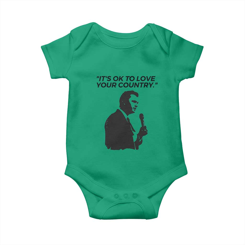 Patriotic Freedom Charlie Kirk Legacy Baby Onesie Its OK to Love Your Country TS02 Irish Green Print Your Wear