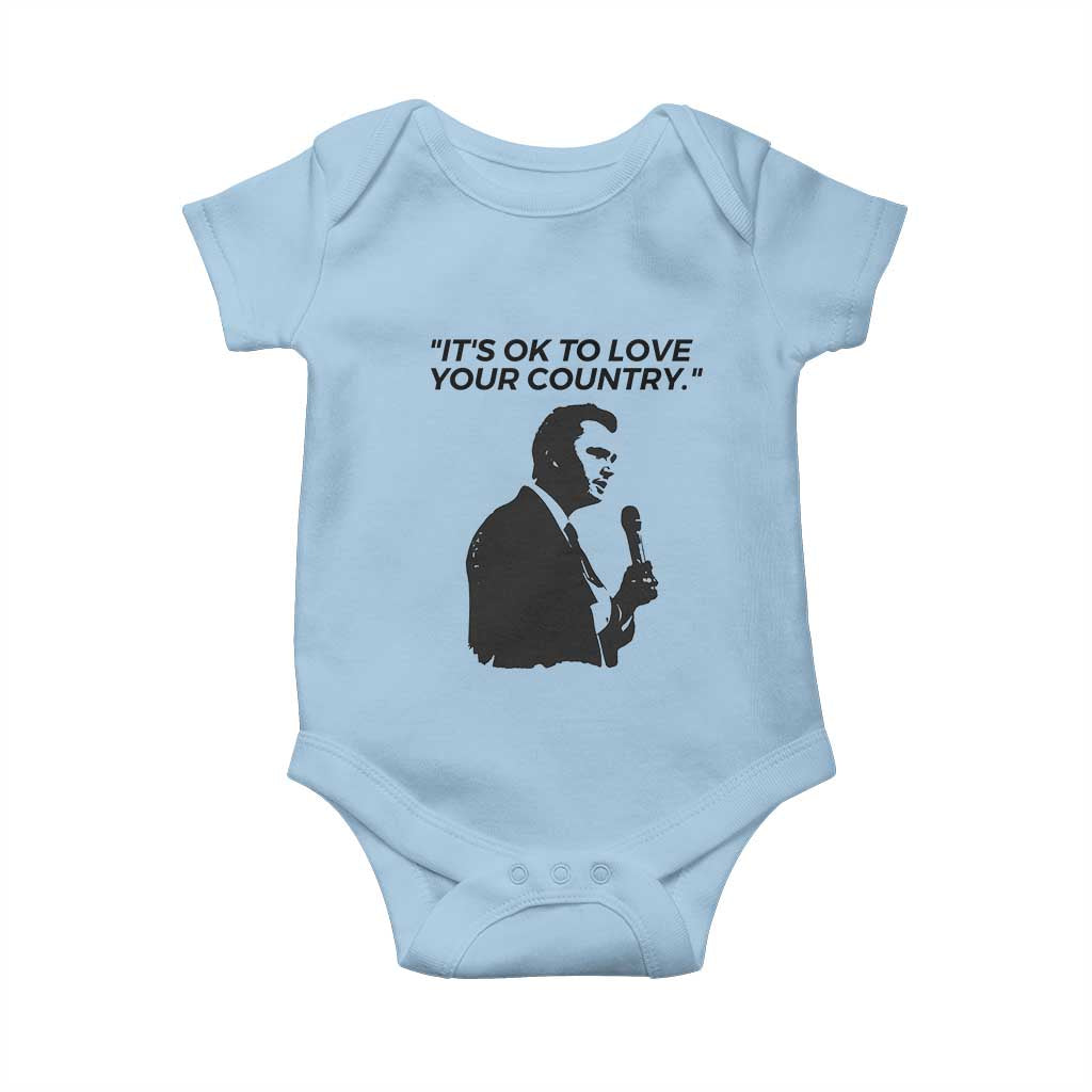 Patriotic Freedom Charlie Kirk Legacy Baby Onesie Its OK to Love Your Country TS02 Light Blue Print Your Wear