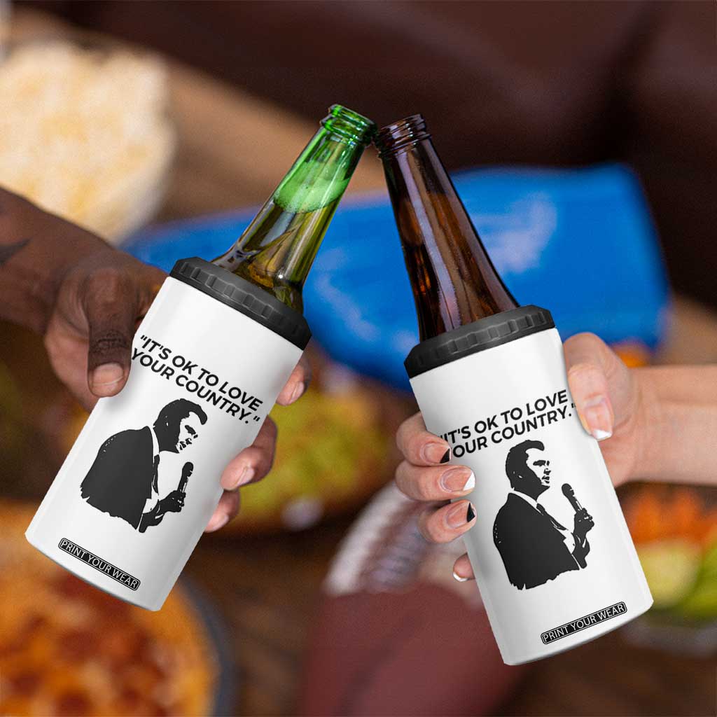 Patriotic Freedom Charlie Kirk Legacy 4 in 1 Can Cooler Tumbler Its OK to Love Your Country TS02 Print Your Wear