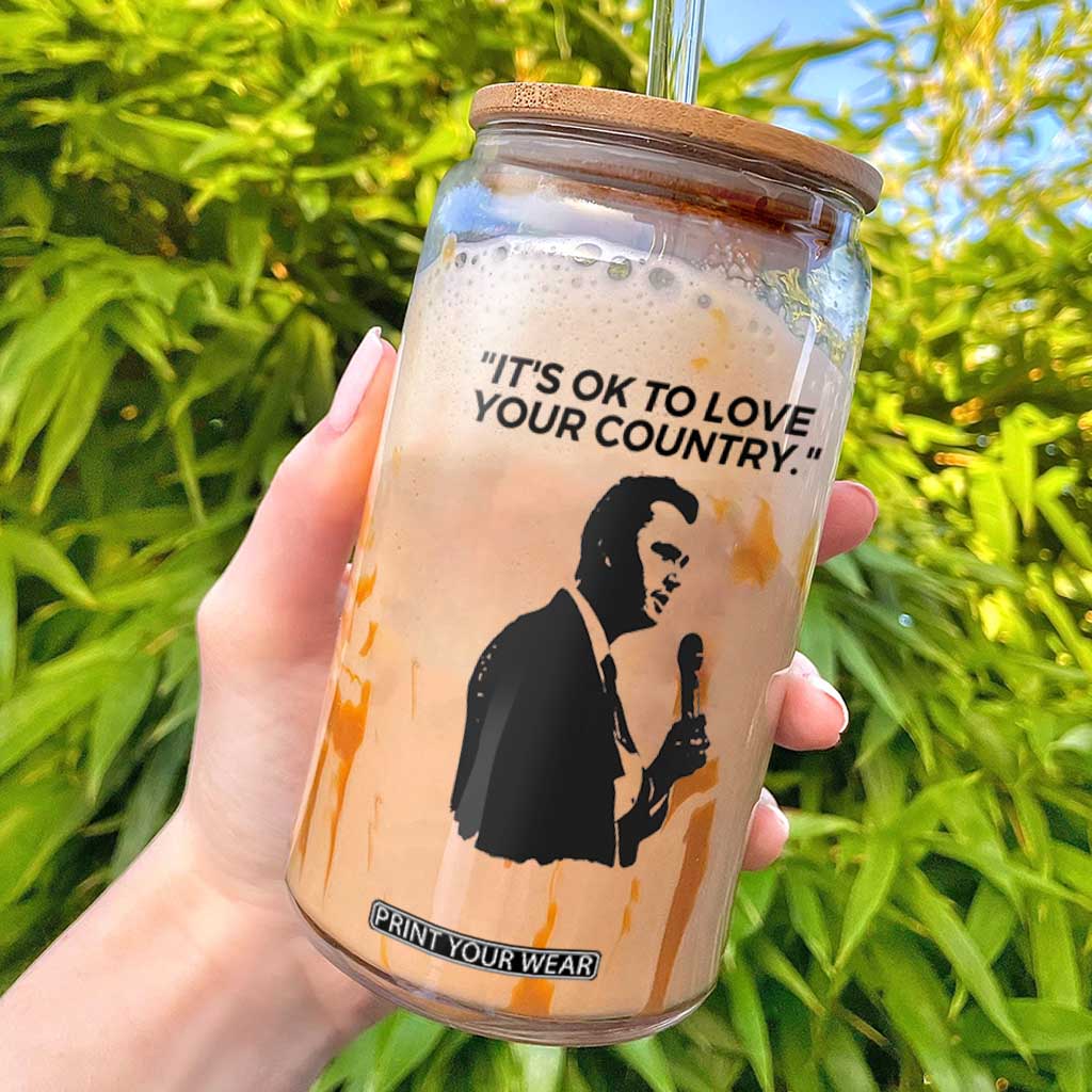 Patriotic Freedom Charlie Kirk Legacy Glass Can Its OK to Love Your Country TS02 White Print Your Wear