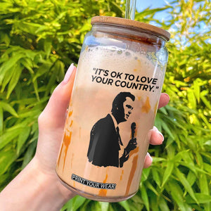 Patriotic Freedom Charlie Kirk Legacy Glass Can Its OK to Love Your Country TS02 White Print Your Wear
