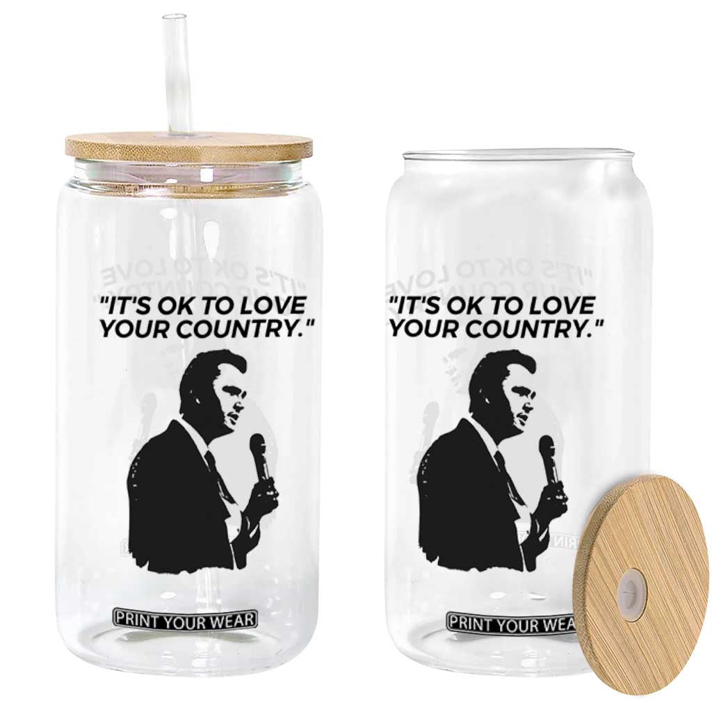 Patriotic Freedom Charlie Kirk Legacy Glass Can Its OK to Love Your Country TS02 Print Your Wear