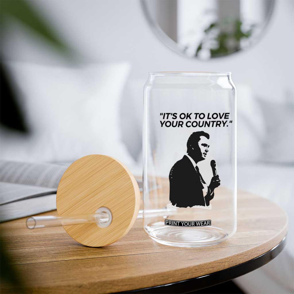Patriotic Freedom Charlie Kirk Legacy Glass Can Its OK to Love Your Country TS02 Print Your Wear