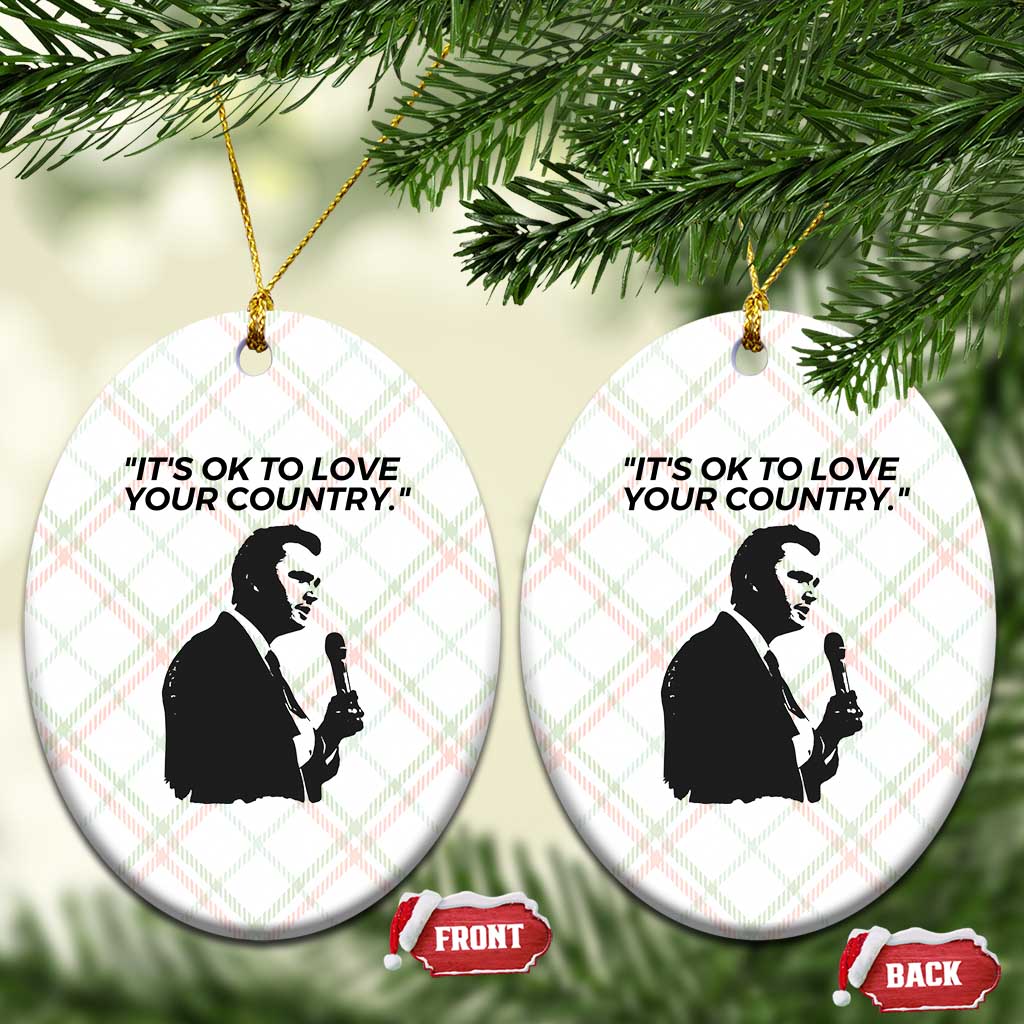 Patriotic Freedom Charlie Kirk Legacy Ceramic Ornament Its OK to Love Your Country TS02 Print Your Wear