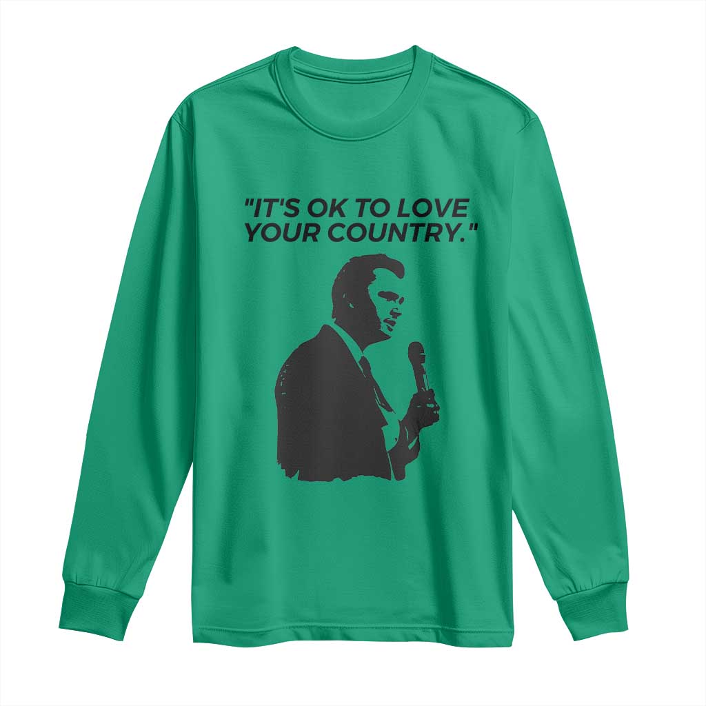 Patriotic Freedom Charlie Kirk Legacy Long Sleeve Shirt Its OK to Love Your Country TS02 Irish Green Print Your Wear