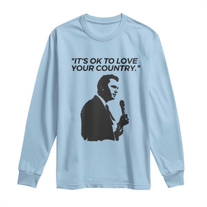 Patriotic Freedom Charlie Kirk Legacy Long Sleeve Shirt Its OK to Love Your Country TS02 Light Blue Print Your Wear