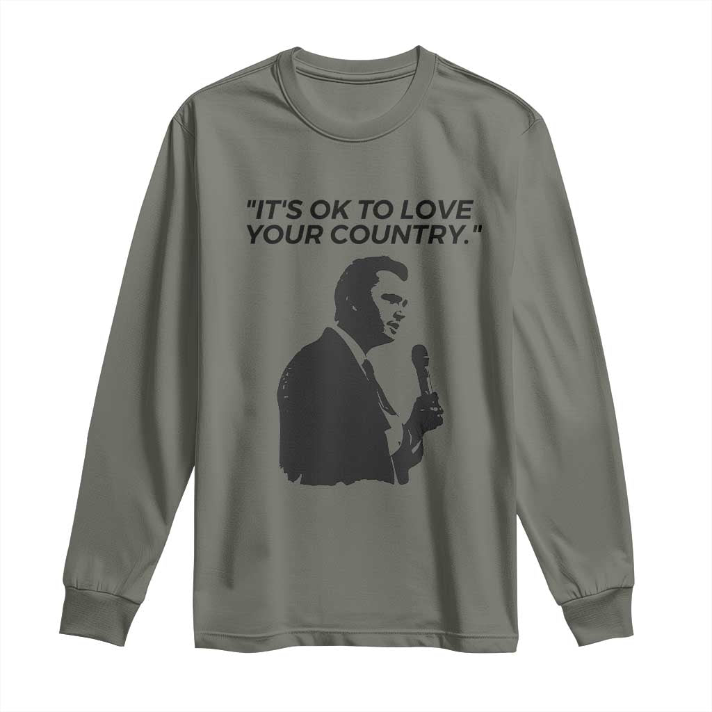 Patriotic Freedom Charlie Kirk Legacy Long Sleeve Shirt Its OK to Love Your Country TS02 Military Green Print Your Wear